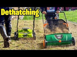 Dethatching before Overseeding! Spring Overseed preparation! Sun Joe Cordless Dethatcher is a beast!