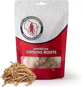 Dairyland American Ginseng Roots Prongs - 8 oz Pack of Wisconsin Ginseng Root - Authentic American Ginseng Prong - Non-GMO, Gluten Free Whole Ginseng - Use This Herbal Supplement in Soup, Tea, Congee