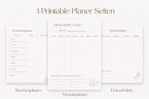 3 agendas à imprimer - agenda hebdomadaire et mensuel et liste de courses / agenda familial PDF / ensemble d'agendas à imprimer / agenda minimaliste à télécharger - Etsy France