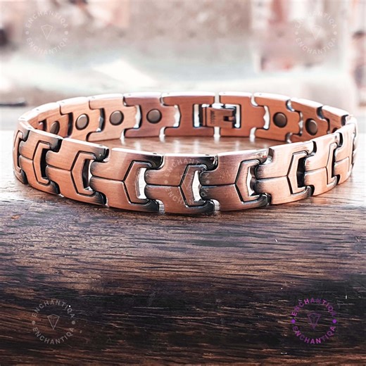 Pure Copper Magnetic Therapy Bracelet: Antique Finish, 3500 Gauss - Etsy