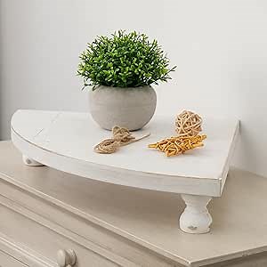 Corner Counter Wood Shelf, Rustic Pedestal Stand, Farmhouse Corner Shelves Stand, Tray Riser for Coffee Bar, Bathroom Countertop Organizer Corner, Centerpiece Display Riser for Kitchen, Bathroom
