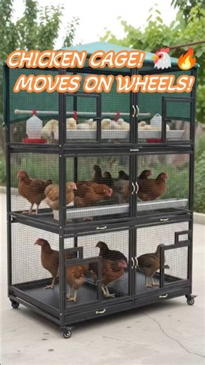 Smart Movable Chicken Cage 🐔 | Small Poultry Farm Setup, Easy Cleaning & Feeding #shorts #farming