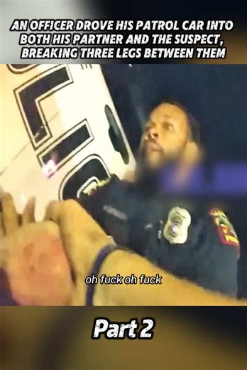 An officer drove his patrol car into both his partner and the suspect, breaking three legs between them#cops #fyp #tiktok #police #bodycam