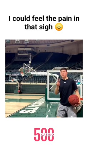 @scrollsports.vibe on Instagram: "The post shares a 12-second clip from a St. John's University basketball practice, showing two players in a repetitive passing drill that ends with one sighing deeply in frustration after a mishandled ball, set against an empty arena floor marked with team logos. @FastbreakHoops5 's caption empathizes with the audible disappointment, a recurring theme in their content blending basketball intensity with relatable human emotion, drawing from pop culture's portraya