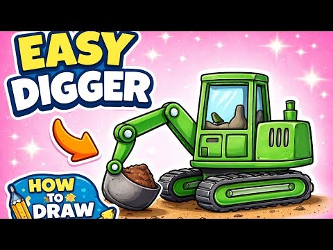 👉 Let’s Draw a Digger 🚜 (Super Easy!)