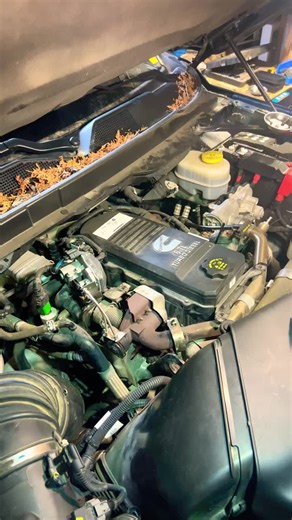 2022 Ram 2500 Bighorn 6.7 Cummins. Engine cover reinstall and EGR clean up. Wire brush and degreaser to clean up soot spatter / splatter. EGR clamps moved to position to accommodate engine cover. Removal of dipstick and reinstall. #Ram #diy #garage #shop #work