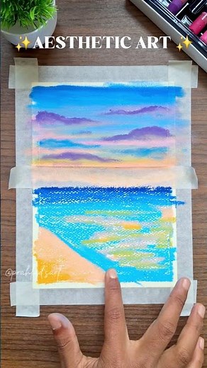 🌊✨ Aesthetic Sunset Beach Drawing | Oil Pastel Art ✨🌊