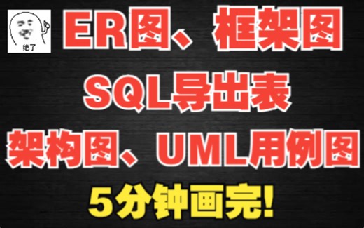 【计算机毕设、课设画图】5分钟画完ER图、UML用例图、框架图、SQL导出表！毕业设计快速高效画图！