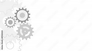 Cogwheel rotation animation, mechanical engineering, gear wheel background, technology and innovation, copy space for text