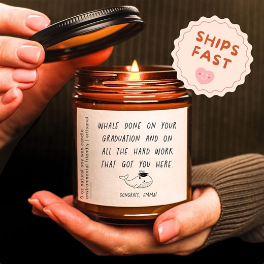 Personalized Graduation Congrats Candle, Funny College Graduate Gift, Graduation Pun Candle Amber Jar, High School Grad Candle Gift - Etsy