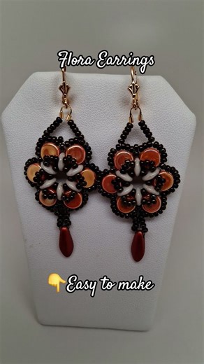 Florette Earrings Tutorial | Using Quadralentils, Dagger, 2-hole Cabochons, Miyuki Seed
