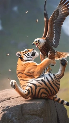 Eagle attack on tiger #animals #tiger #shorts
