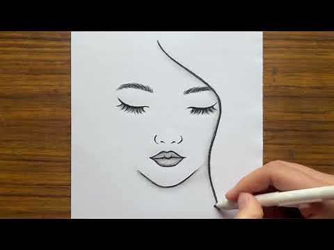 How to draw a beautiful girl with closed eyes | Easy drawing for girls | Sketch drawing with pencil