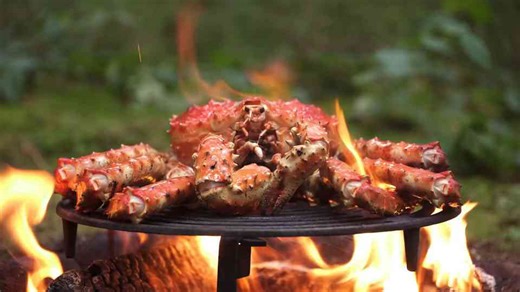 What real fire cooking looks like: King crab in flames