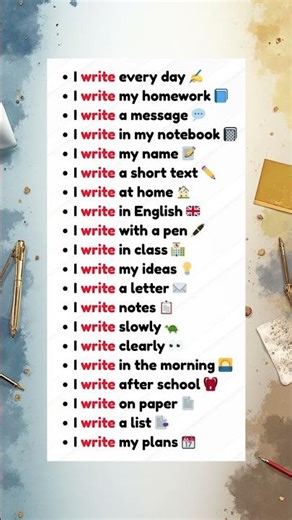 Basic English Writing ✍️ | Simple Sentences with “I write”
