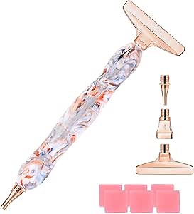 Diamond Painting Pen with Screw Thread Tips,1PCS Diamond Art Pen and 3 PCS Rose Gold Stainless Steel Metal Tips,Diamond Painting Tools for DIY Diamond Art