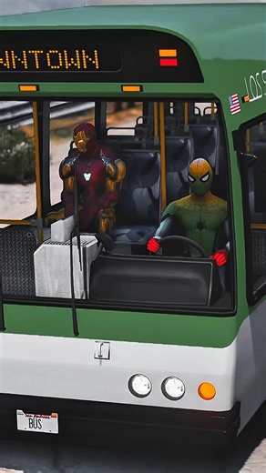 Spider-Man vs Iron Man Bus Scene 😱🔥 | Epic Superhero Action in City | AI Cinematic Video