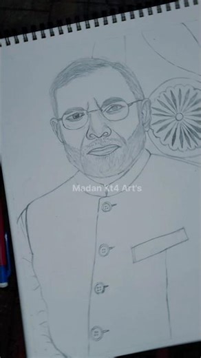 Modi Ji Outline Pencil Sketch | Step by Step PM Modi Drawing | Madan KT4 Art'S