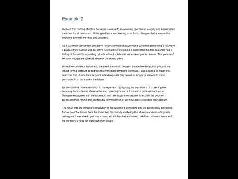 AA/AO 250 Word Statement Example | Making Effective Decisions | Civil Service Behaviours