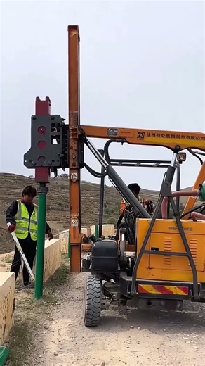 Easy Way to Install Guardrail Posts - Good tools and machinery make work easy