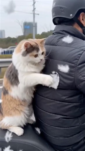 Scratching a puffer jacket #cat