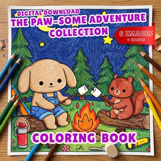 Printable Cute Dog Coloring Pages for Kids, Bold and Easy Aesthetic Coloring Book, Cozy Hygge Activity for Toddlers, 9 Pages - Etsy