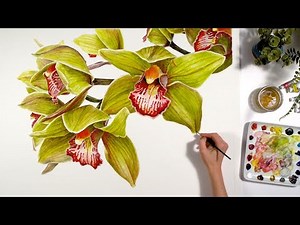 How to paint a colorful watercolor Orchid