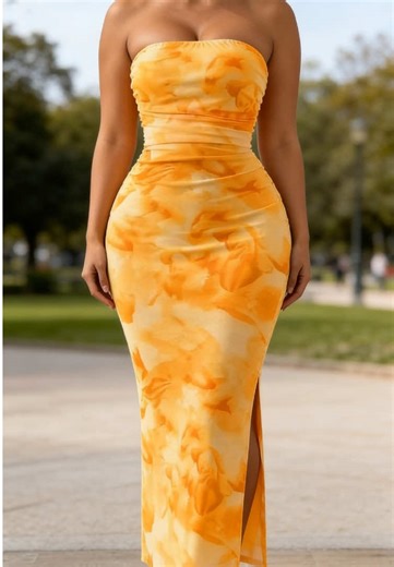 Women's All Over Print Ruched Backless Split Thigh Bodycon Tube Dress #dress #maxidress #holidaydress #spotlightfinds #tiktokshopholidayhaul