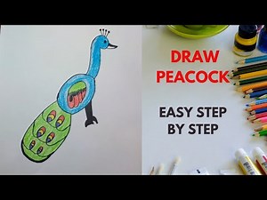 How to draw Peacock easy step by step, easy drawing tutorial for beginners