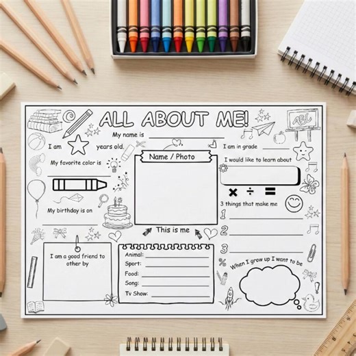 All About Me Worksheet Printable, Back to School Classroom Activity, Get to Know Me Coloring Page for Preschool Kindergarten - Etsy