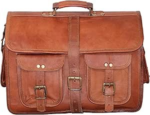 16" leather messenger bag laptop case office briefcase gift for men computer distressed shoulder bag