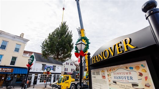 Hanover's 2025 Christmas Tree takes a holly jolly ride into Center Square on Tuesday