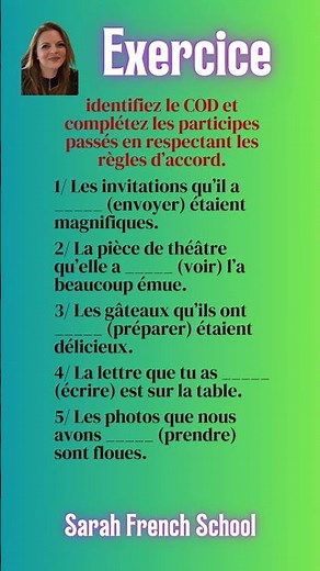 EXERCICE participe passé avec l'auxiliaire avoir