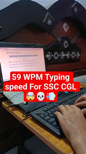 59 WPM typing speed challenge 🤯💀💨 #typing#ssc#ssccgl#trending#motivation#mehratypingvlogs95#yt