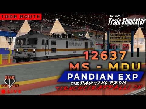 MS - MDU 12637 Pandian Express | Departing TPJ | MS - MDU | Live | Part 2 | freeware route | #msts