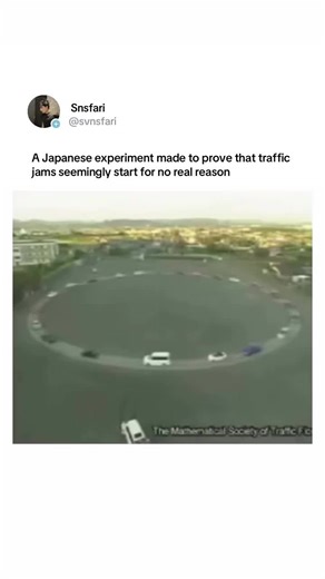 The Traffic Jam That Appeared Out of Nowhere (Japan, 2008) ⸻ In 2008, researchers at Nagoya University in Japan conducted a fascinating experiment to explain a mystery many drivers experience every day: traffic jams with no visible cause — also known as phantom traffic jams. They placed 22 vehicles on a circular track and asked every driver to maintain a constant speed. No accidents. No lane changes. No obstacles. Yet over time, tiny differences in speed — a slight tap on the brake, a delayed re