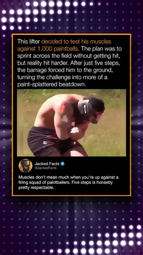 This lifter decided to test his muscles against 1,000 paintballs