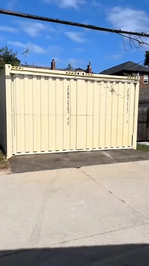 finally sharing the finished product of this awesome mechanical project. two 20 foot containers made into a garage with a bi-folding door weighing around 1 ton. The door was made with the cut outs we did in the beginning. Another cool project in the books 🔥🔥 #r1welding #welder #construction #container #containerhome #containergarage #garage #modernbuild #coolprojects #Toronto #CustomMade #Fabricator #designbuild #builder #trending #trendingreel #coolreels #art #creative #creativedesign #sexy #