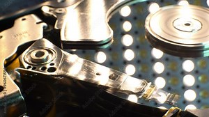 an open hard drive in a data repair center