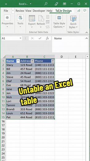 How to Untable an Excel Table Without Losing Data