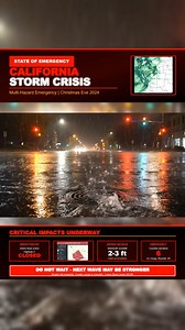 🚨🌧️ Christmas Eve Storm Update: California Impacts Escalating 🌧️🚨 This atmospheric river is now producing serious, widespread impacts across California, including major flooding, debris flows, extreme mountain snow, and damaging winds. Multiple areas are reporting dangerous road conditions, impassable routes, and active evacuations in steep terrain. Governor Gavin Newsom has declared a State of Emergency for Los Angeles, Orange, Riverside, San Bernardino, San Diego, and Shasta counties as co