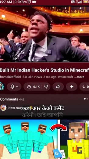FM Mohit Recreated Mr Indian Hacker Studio in Minecraft #shorts