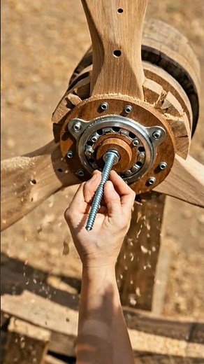 🔥 Giant Wooden Fan Build By Hand 😱🪵⚡ #shorts #viral #woodworking #diy #ytshorts