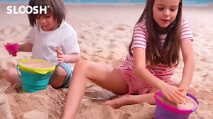 JOYIN Foldable Beach Bucket Set - 3 Packs Collapsible Toy Buckets with Shovels and Mesh Backpack for Kids Toddlers Party, Camping Gear, Travelling, Fishing Water Pail (Pink/Purple/Green)