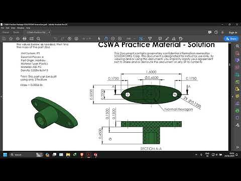solidworks CSWP/CSWA exam practice section A problem 4