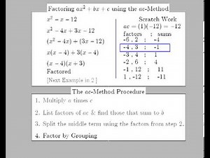 What is the ac-method? Factoring Quadratic Expressions