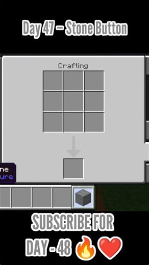 Minecraft Crafting | Day 47 – Stone Button 🔥 #minecraft #mcpe #shorts
