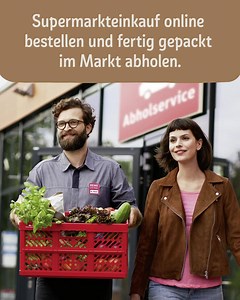 🛒 Ganz entspannt einkaufen? Unser Abholservice macht's möglich! Bestelle einfach in Ruhe online und hole die Einkäufe fertig gepackt in deinem Markt ab. 😍 | REWE