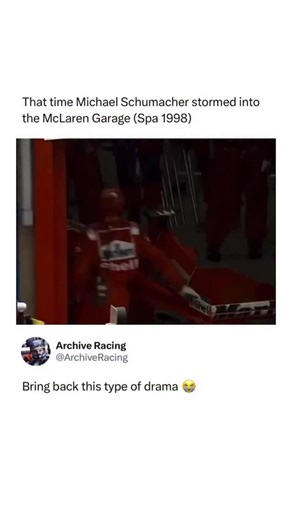 David Wagreich on Instagram: "At the soaked and chaotic 1998 Belgian Grand Prix on August 30 at Spa‑Francorchamps, Michael Schumacher appeared to be cruising to victory — building a 30‑second lead in torrential rain — when he collided with David Coulthard while attempting to lap him. With his Ferrari missing a front right wheel, Schumacher leapt from the cockpit, stormed into the McLaren garage and forcefully confronted Coulthard, reportedly yelling “You tried to kill me!” as team members separa
