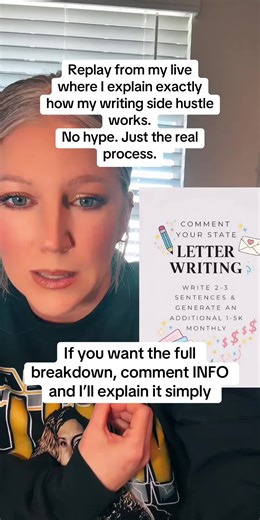 I broke this down in my live so there’s no confusion about how the writing side hustle actually works. Simple structure. Clear steps. Realistic expectations. If you want the full breakdown, comment INFO and I’ll explain it simply#sidehustleideas #letterwritingsidehustle #makemoneyfromhome #sahm